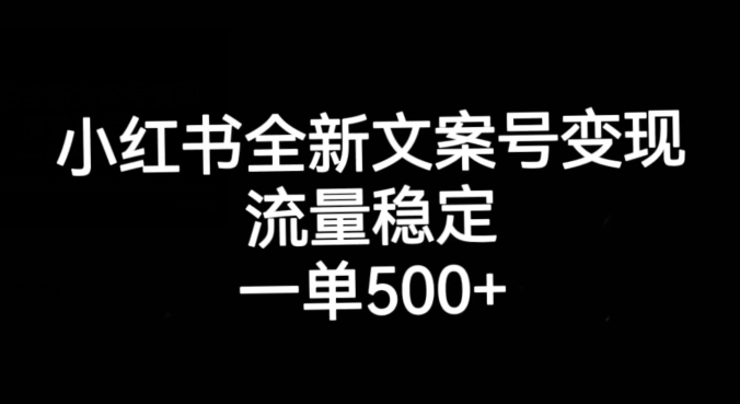 小红书全新文案号变现，流量稳定，一单收入500 