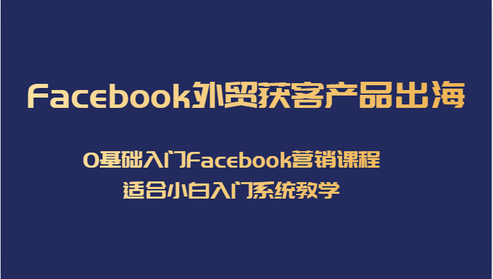 Facebook外贸获客产品出海，0基础入门Facebook营销课程，适合小白入门系统教学