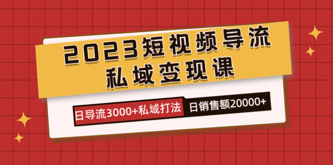 （7550期）2023短视频导流·私域变现课，日导流3000 私域打法  日销售额2w 