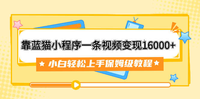 （7595期）靠蓝猫小程序一条视频变现16000 小白轻松上手保姆级教程（附166G资料素材）