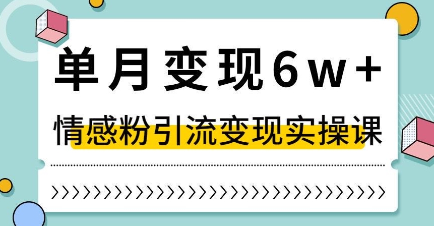 单月变现6W ，抖音情感粉引流变现实操课，小白可做，轻松上手，独家赛道【揭秘】