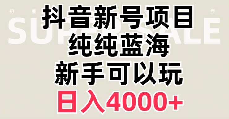 抖音蓝海赛道，必须是新账号，日入4000 【揭秘】